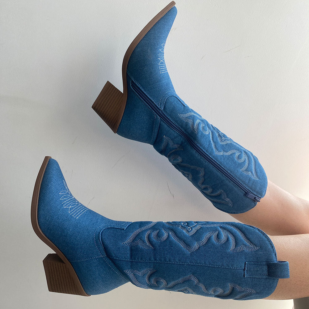 BOTA NAIARA MODELO TEXANA WESTERN METALIZADA CANO ALTO