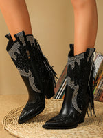 BOTA FERNANDA WESTERN TEXANA PRETA COM PEDRARIAS DONA MISS