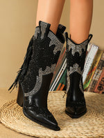 BOTA FERNANDA WESTERN TEXANA PRETA COM PEDRARIAS DONA MISS