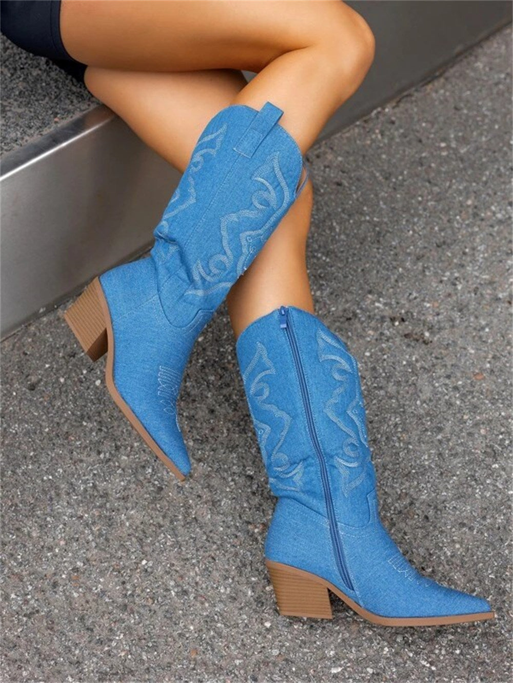 BOTA NAIARA MODELO TEXANA WESTERN METALIZADA CANO ALTO