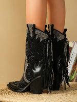 BOTA FERNANDA WESTERN TEXANA PRETA COM PEDRARIAS DONA MISS