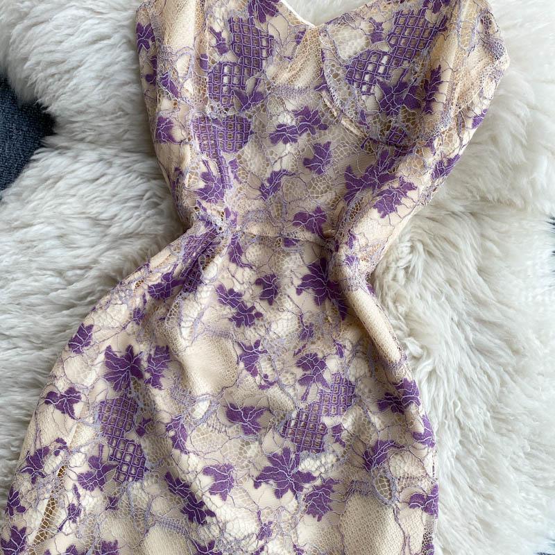 VESTIDO ELISA MID PURPLE RENDA - Dona Miss