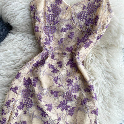 VESTIDO ELISA MID PURPLE RENDA - Dona Miss