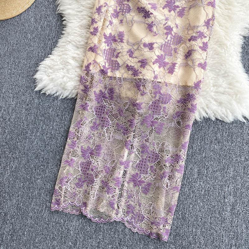 VESTIDO ELISA MID PURPLE RENDA - Dona Miss