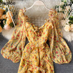 VESTIDO ANA AMARELO FLORAL PRIMAVERA VERÃO RETRO - Dona Miss