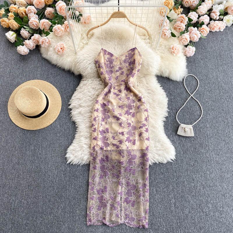 VESTIDO ELISA MID PURPLE RENDA - Dona Miss