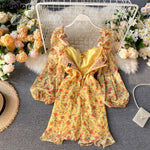 VESTIDO ANA AMARELO FLORAL PRIMAVERA VERÃO RETRO - Dona Miss