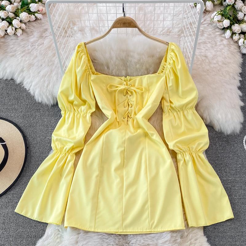 VESTIDO BIANCA AMARELO MANGA LONGA COLEÇÃO 2023 - Dona Miss
