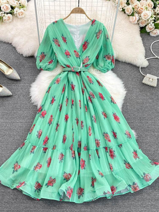 VESTIDO TAYLOR VERDE MID PRIMAVERA VERÃO 2023 - Dona Miss