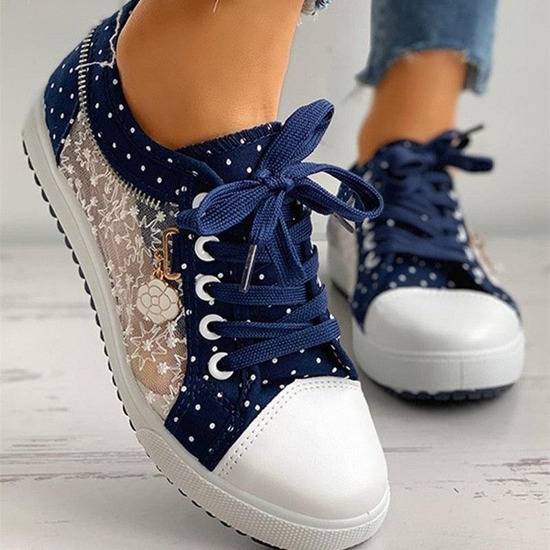 TÊNIS JEANS RENDA POLKA DOT - Dona Miss