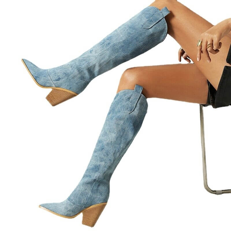 BOTA TEXANA NATÁLIA JEANS CANO LONGO