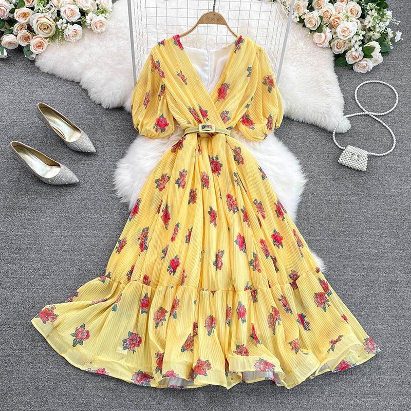 VESTIDO TAYLOR AMARELO MID PRIMAVERA VERÃO 2023 - Dona Miss