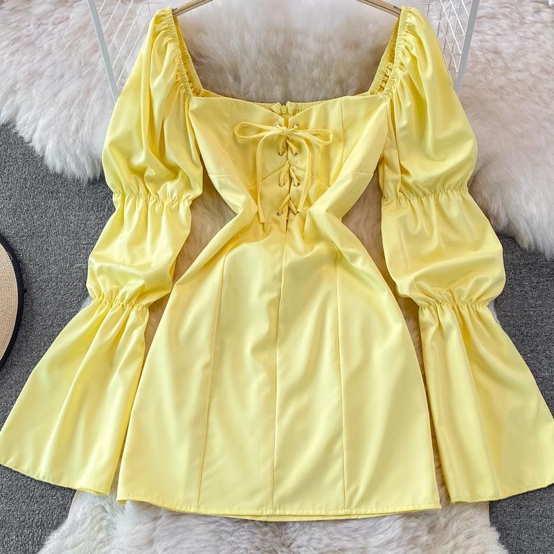 VESTIDO BIANCA AMARELO MANGA LONGA COLEÇÃO 2023 - Dona Miss